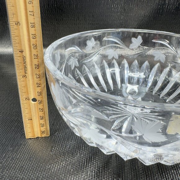 ROGASKA Clear Crystal Glass Bowl Dish Container Heavy Etched 8inch Serving Bowl - Picture 3 of 12